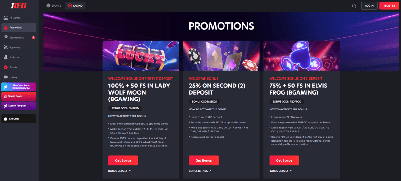 1Red Casino Promotions